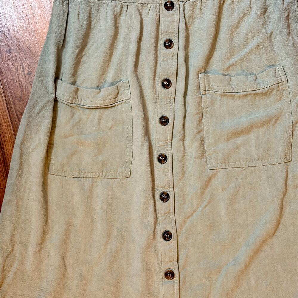 Sage Green Button Front Cottagecore Prarie Midi Dress - Small - Picture 6 of 9